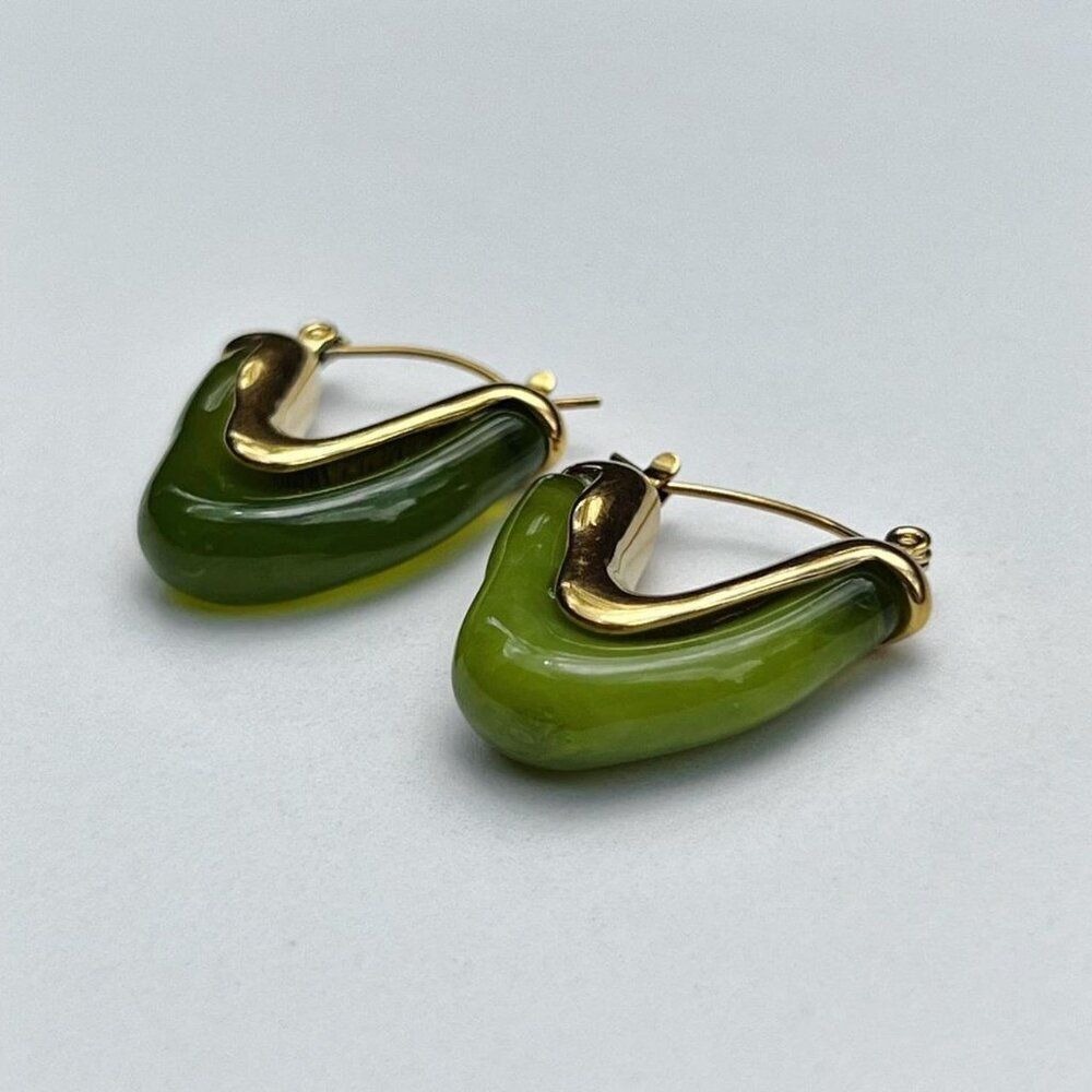 New! “Capri” Green Resin Hoop Earrings